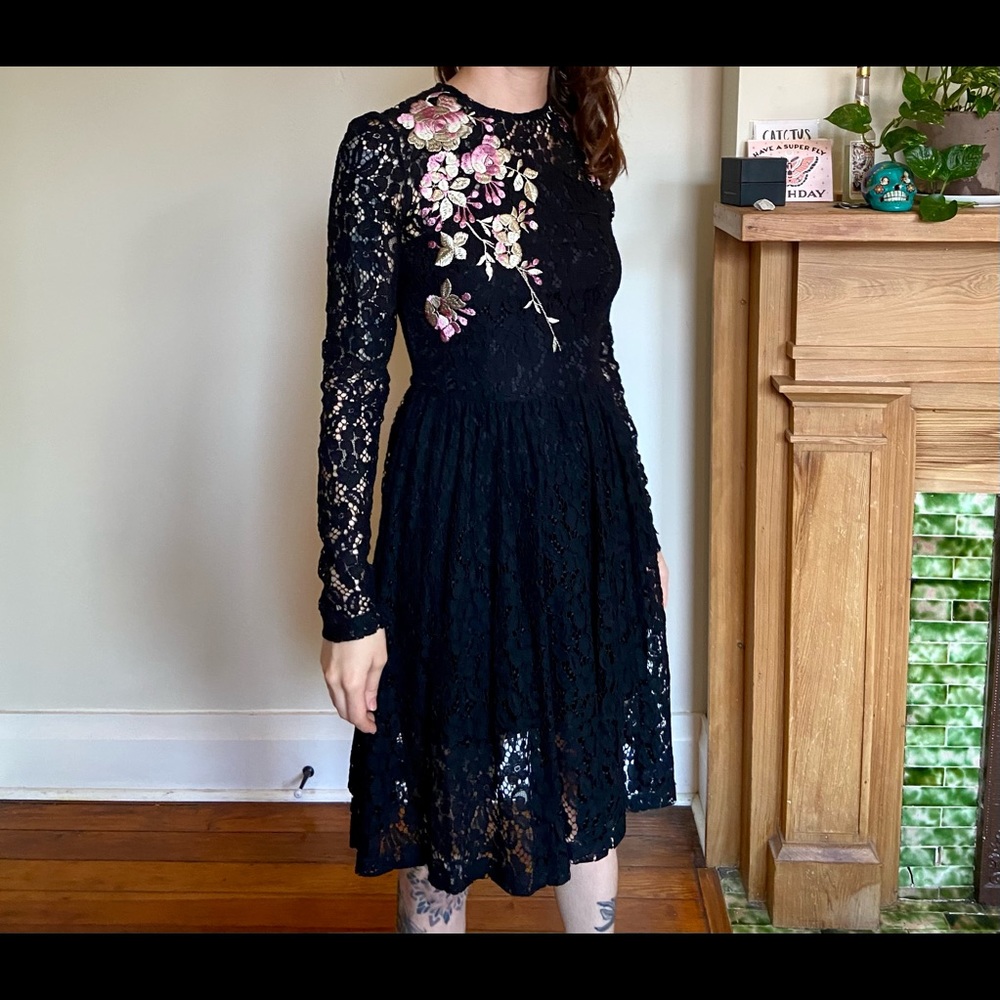 ASOS Black Lacey Dress with Embroidery